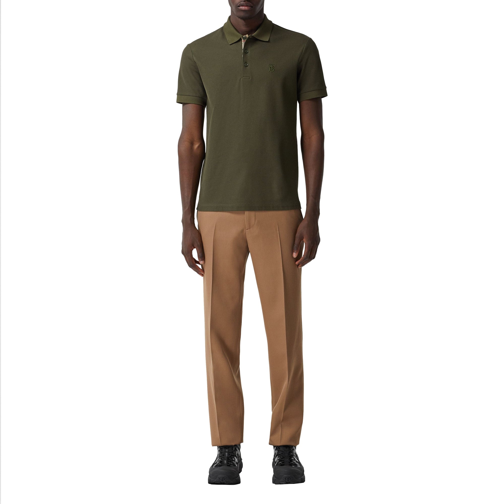 DARK OLIVE Polo en piqué de coton Monogram