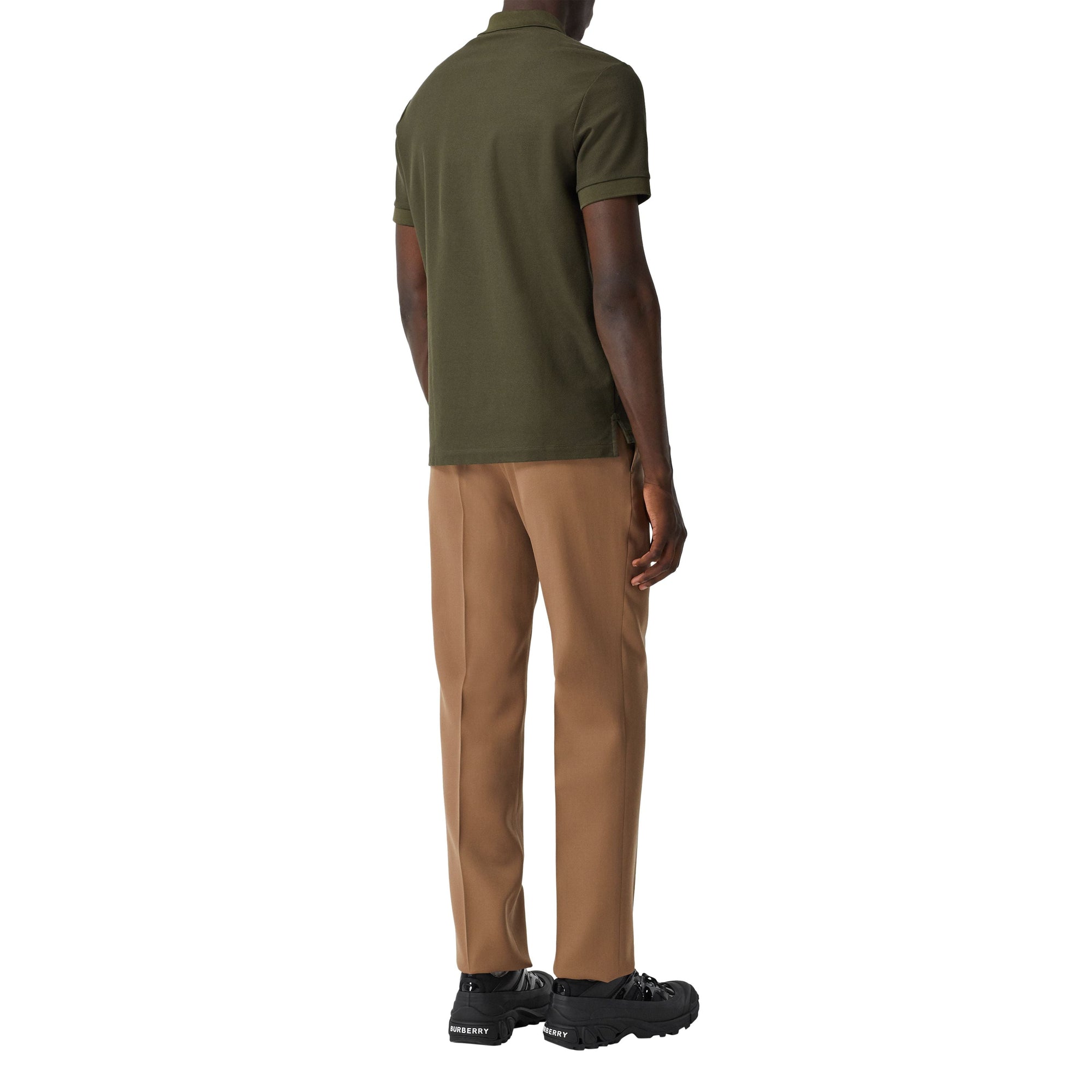 DARK OLIVE Polo en piqué de coton Monogram