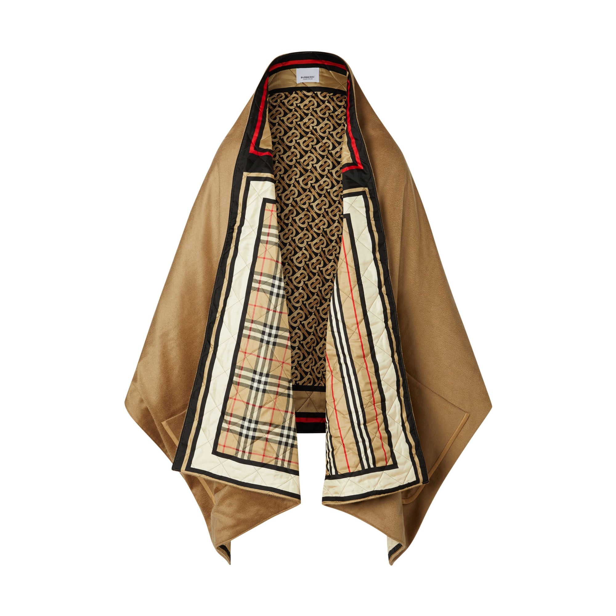 ARCHIVE BEIGE Cape en laine et cachemire à imprimé montage doublée de soie
