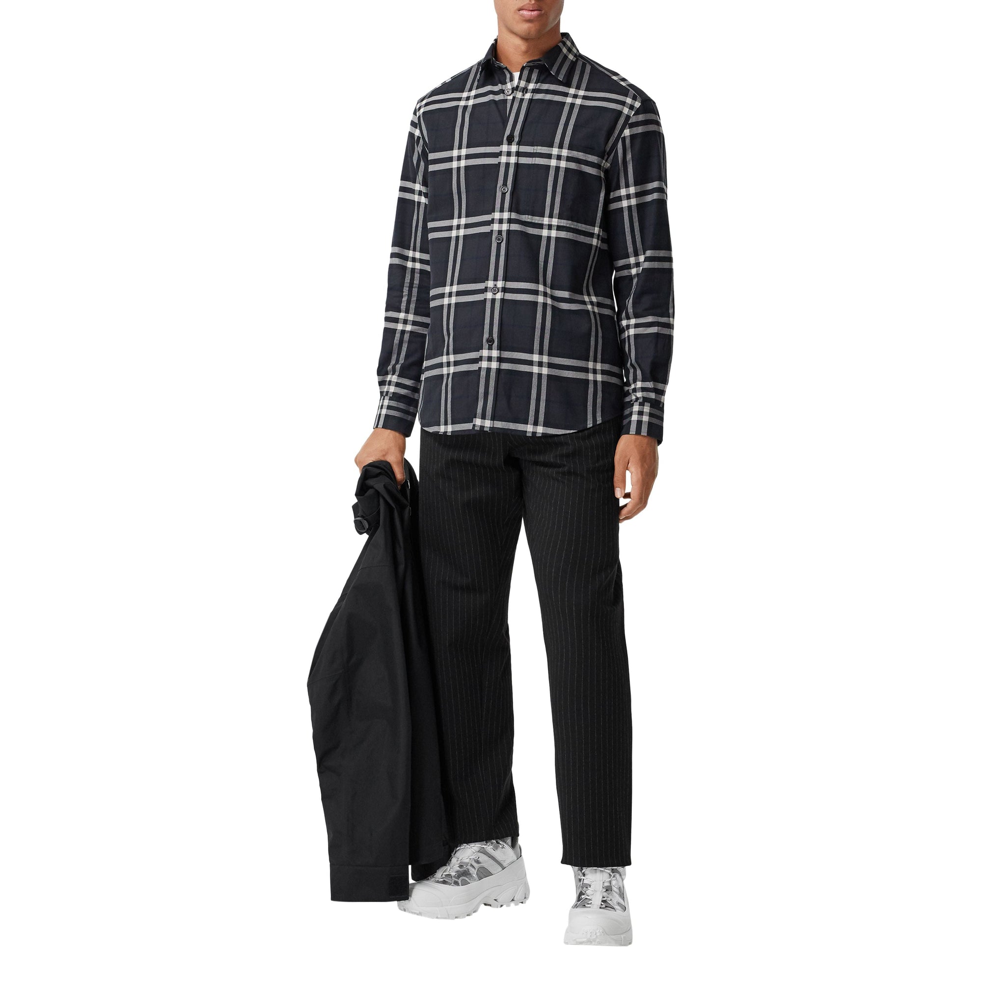 CHARCOAL IP CHK Chemise en flanelle de coton Vintage check