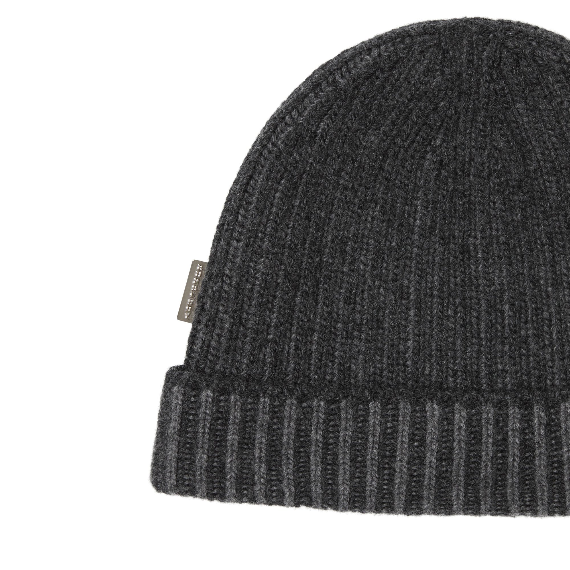 GREY MELANGE Bonnet en maille côtelée de cachemire