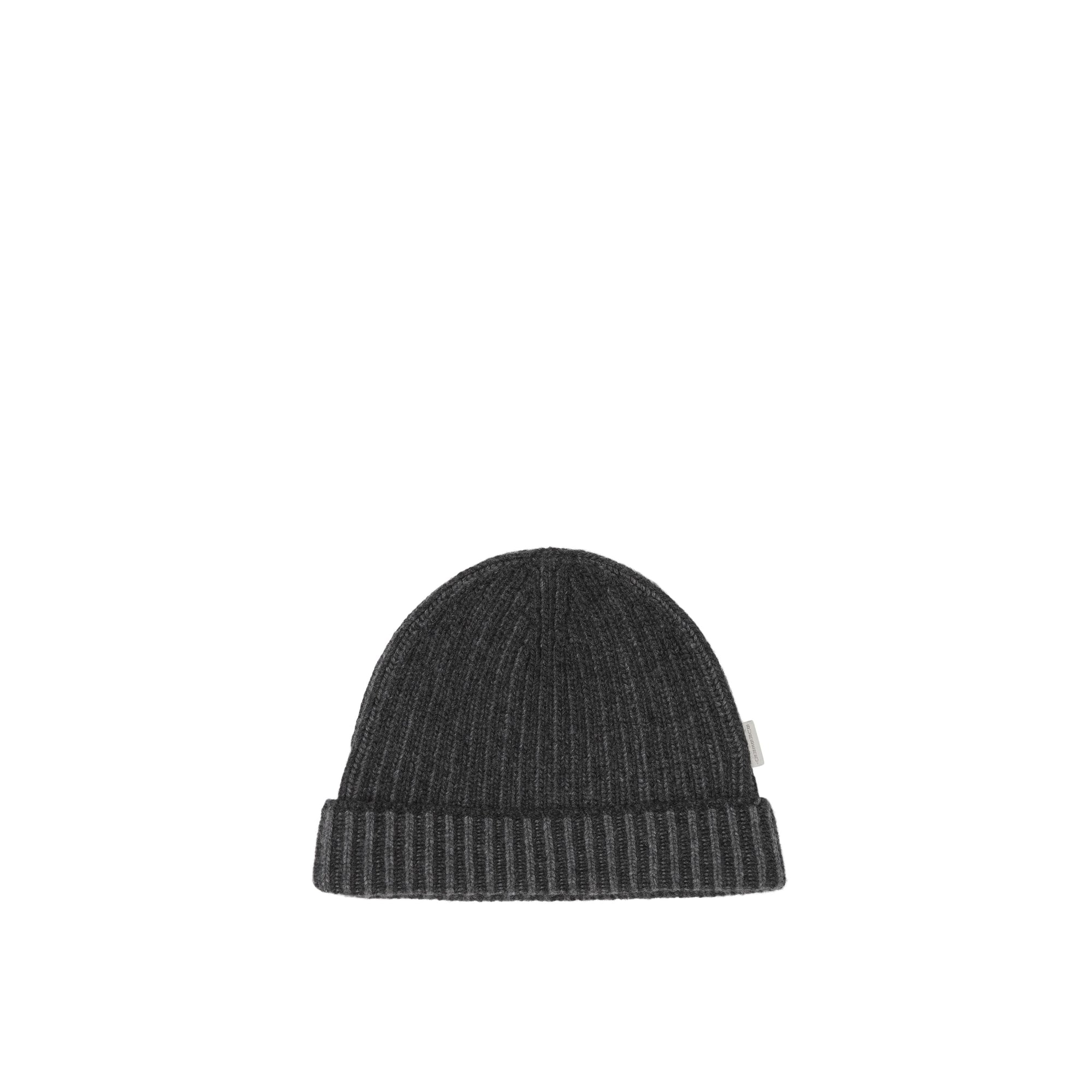 GREY MELANGE Bonnet en maille côtelée de cachemire