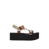 ARCHIVE BEIGE Sandales avec logo en jacquard