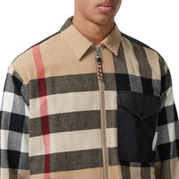 ARCHIVE BEIGE IP CHK Chemise en laine et coton check avec panneau