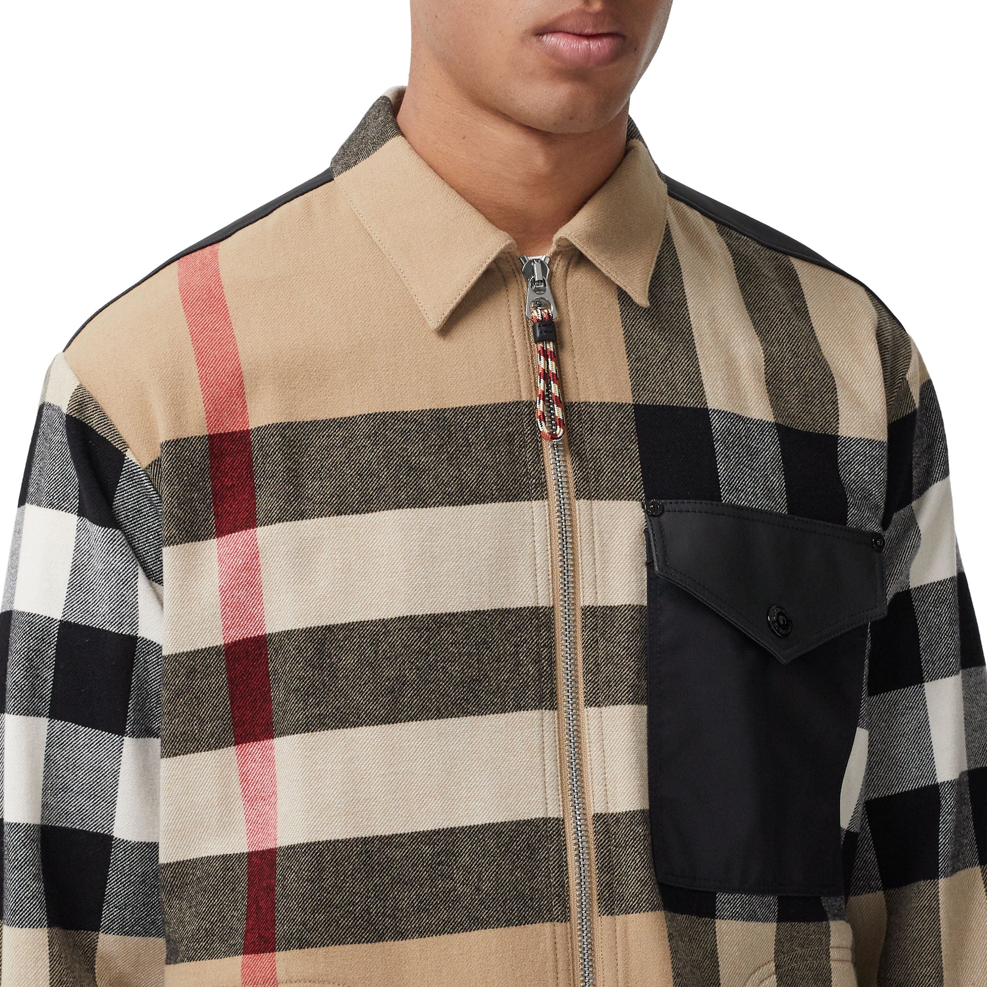 ARCHIVE BEIGE IP CHK Chemise en laine et coton check avec panneau