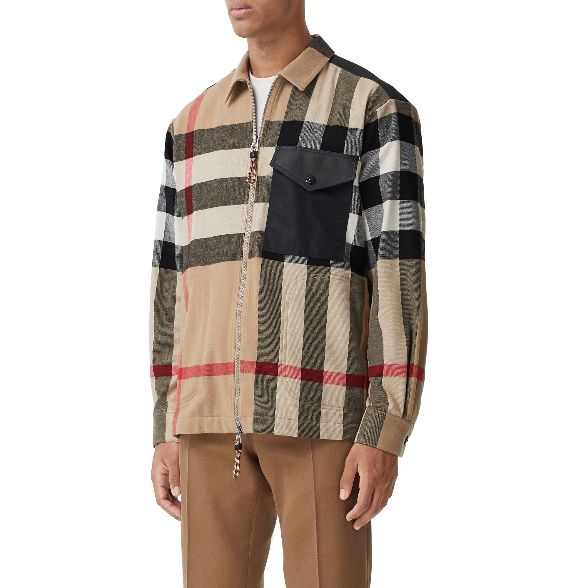 ARCHIVE BEIGE IP CHK Chemise en laine et coton check avec panneau