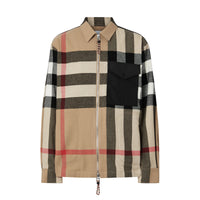 ARCHIVE BEIGE IP CHK Chemise en laine et coton check avec panneau