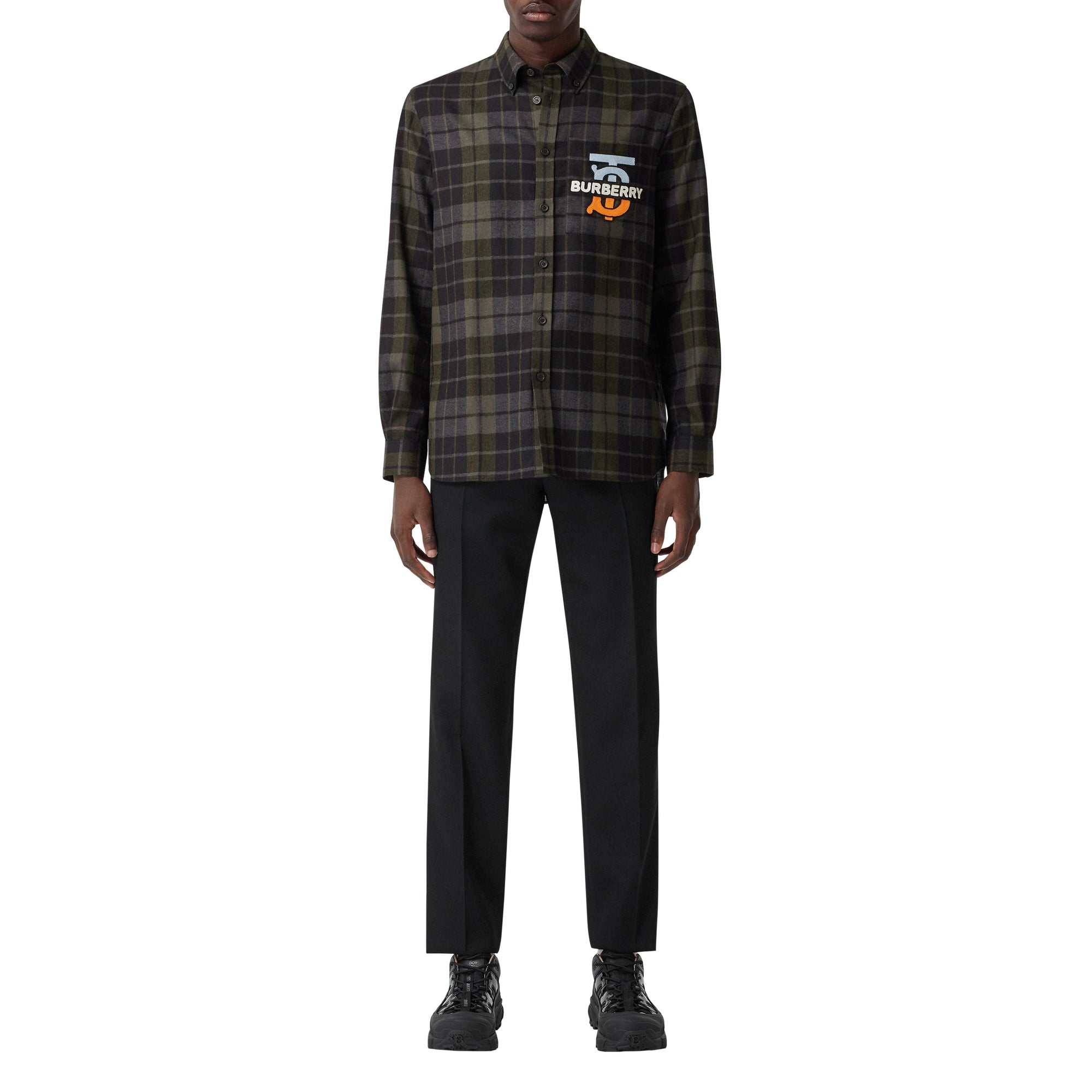 BLACK IP CHK Chemise oversize en flanelle de laine check Monogram