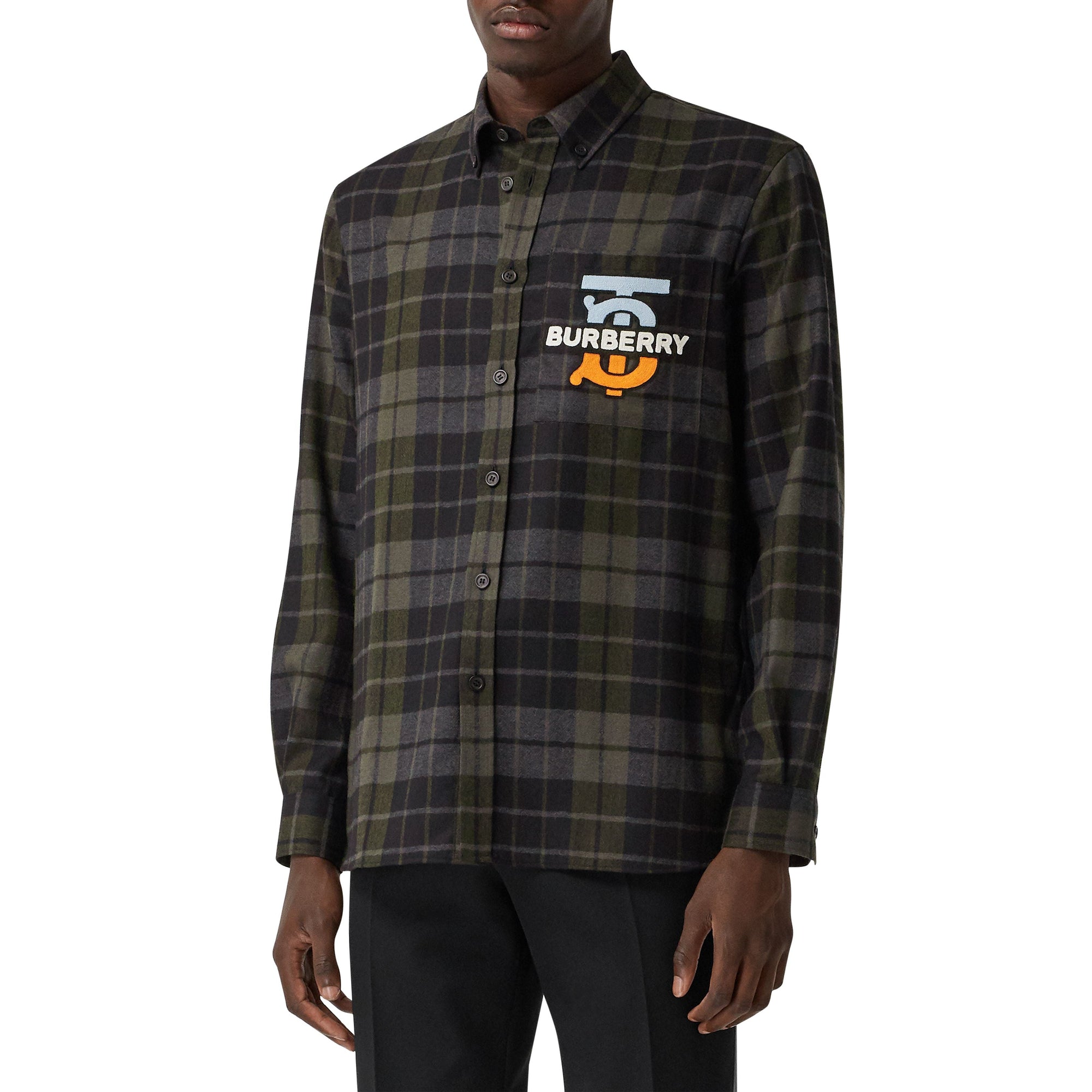 BLACK IP CHK Chemise oversize en flanelle de laine check Monogram