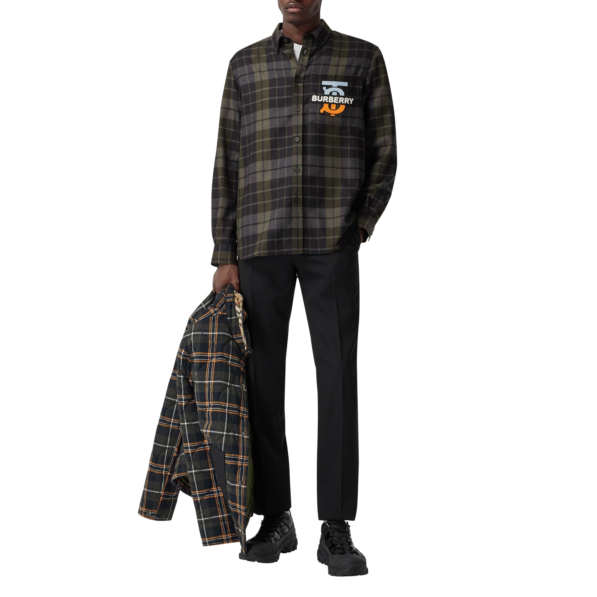 BLACK IP CHK Chemise oversize en flanelle de laine check Monogram