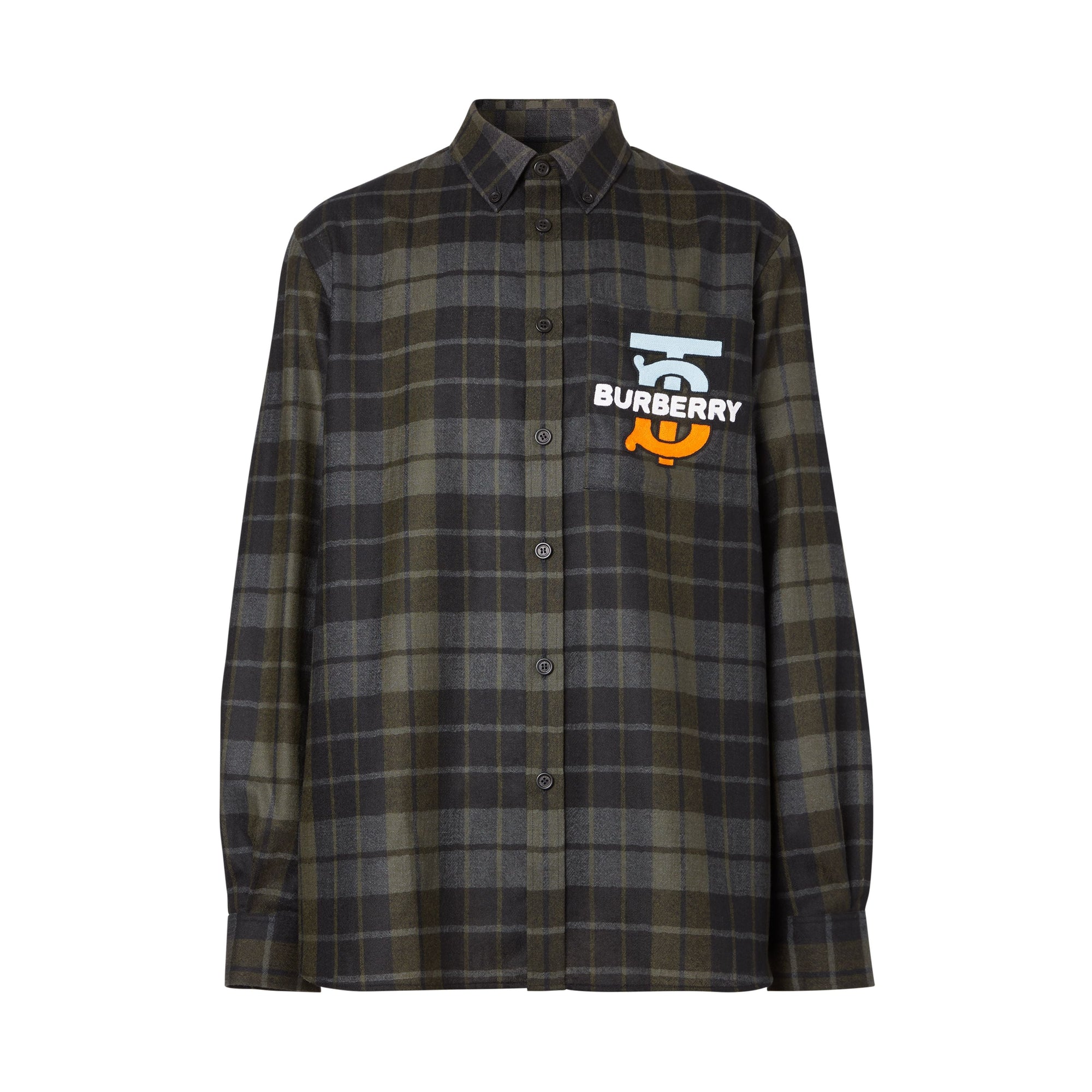 BLACK IP CHK Chemise oversize en flanelle de laine check Monogram