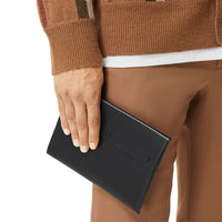 BLACK Grande pochette enveloppe en cuir velours et cuir