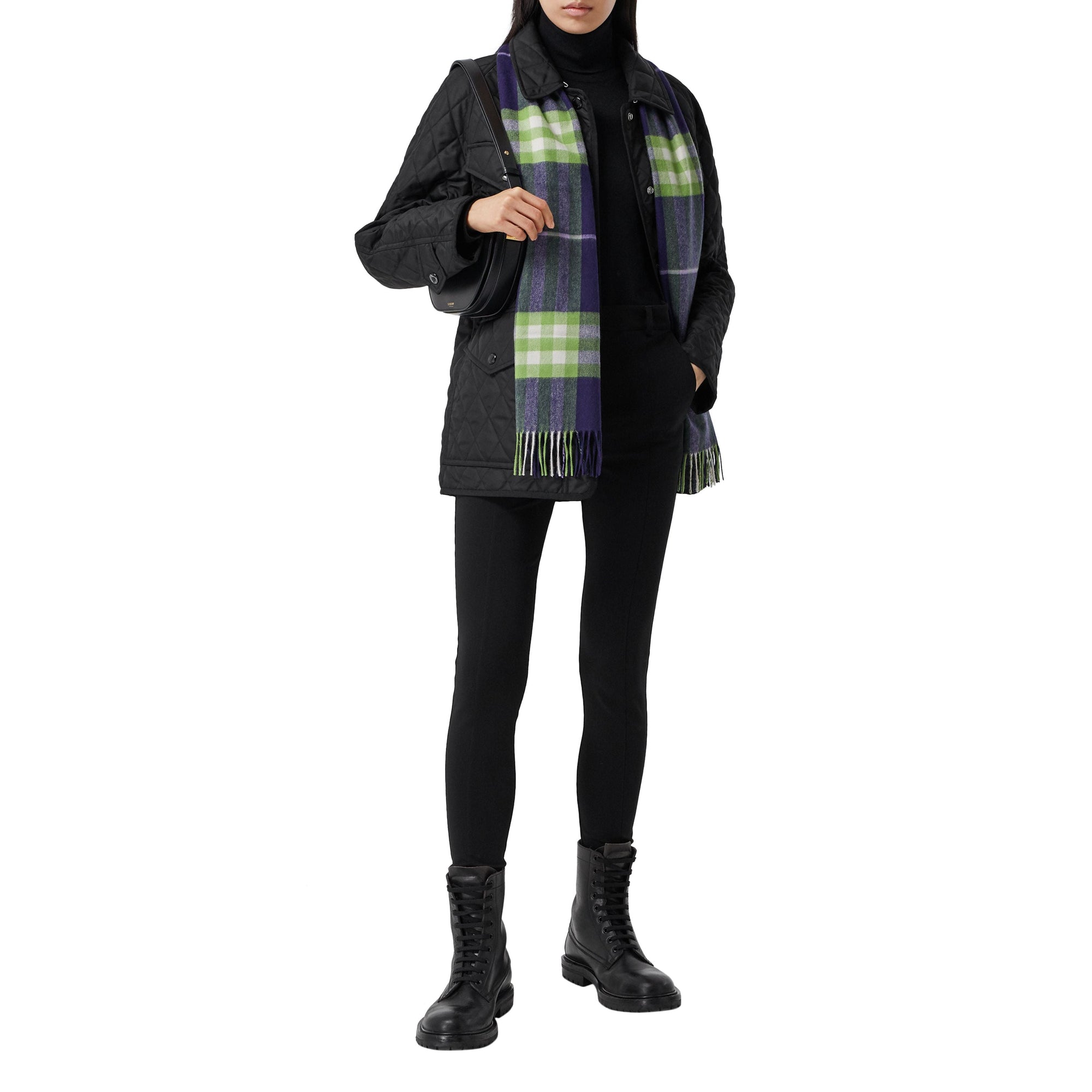 BRIGHT INDIGO/GREEN Écharpe classique en cachemire check