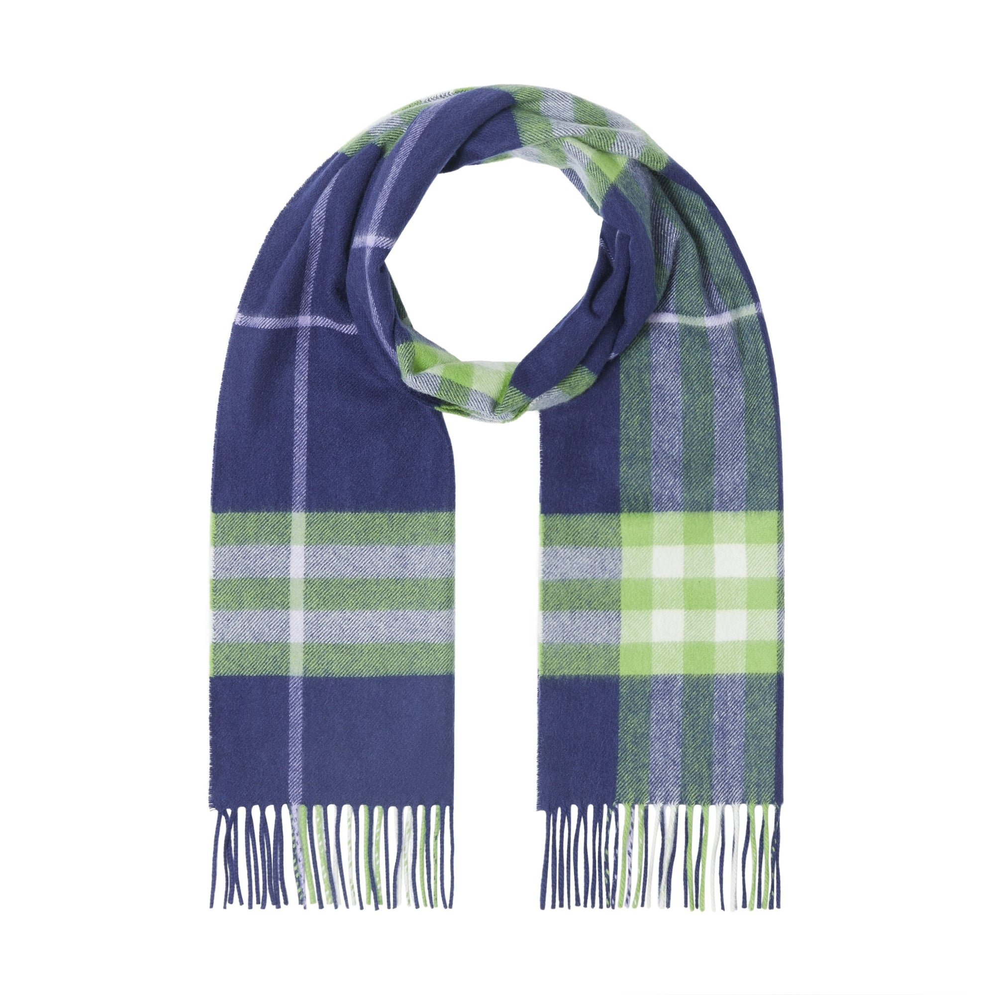 BRIGHT INDIGO/GREEN Écharpe classique en cachemire check