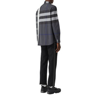 DARK PEWTER IP CHK Chemise oversize en coton check façon patchwork avec logo