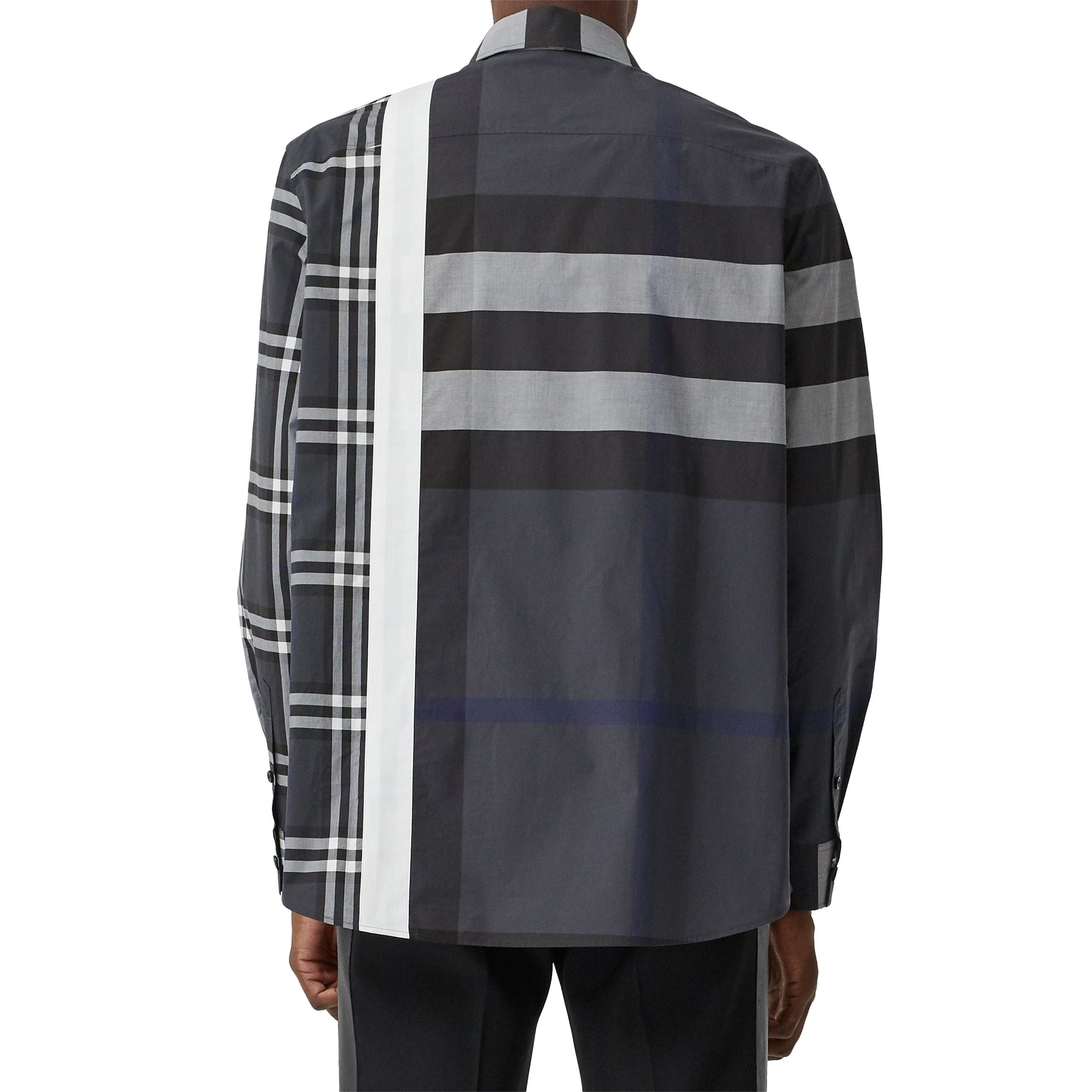 DARK PEWTER IP CHK Chemise oversize en coton check façon patchwork avec logo