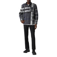 DARK PEWTER IP CHK Chemise oversize en coton check façon patchwork avec logo