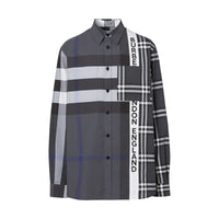 DARK PEWTER IP CHK Chemise oversize en coton check façon patchwork avec logo