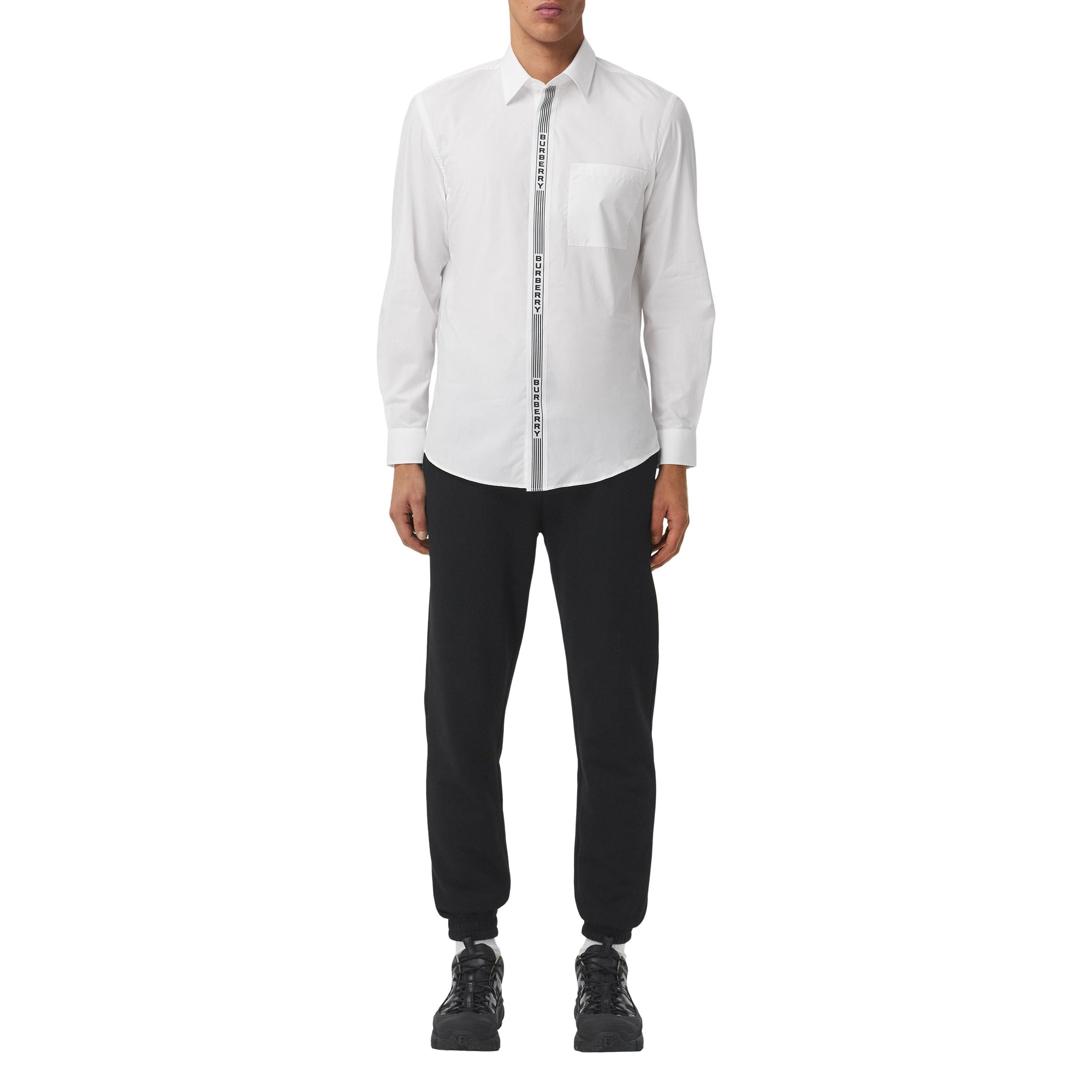 WHITE/BLACK IP PATT Chemise en coton avec bande à logo