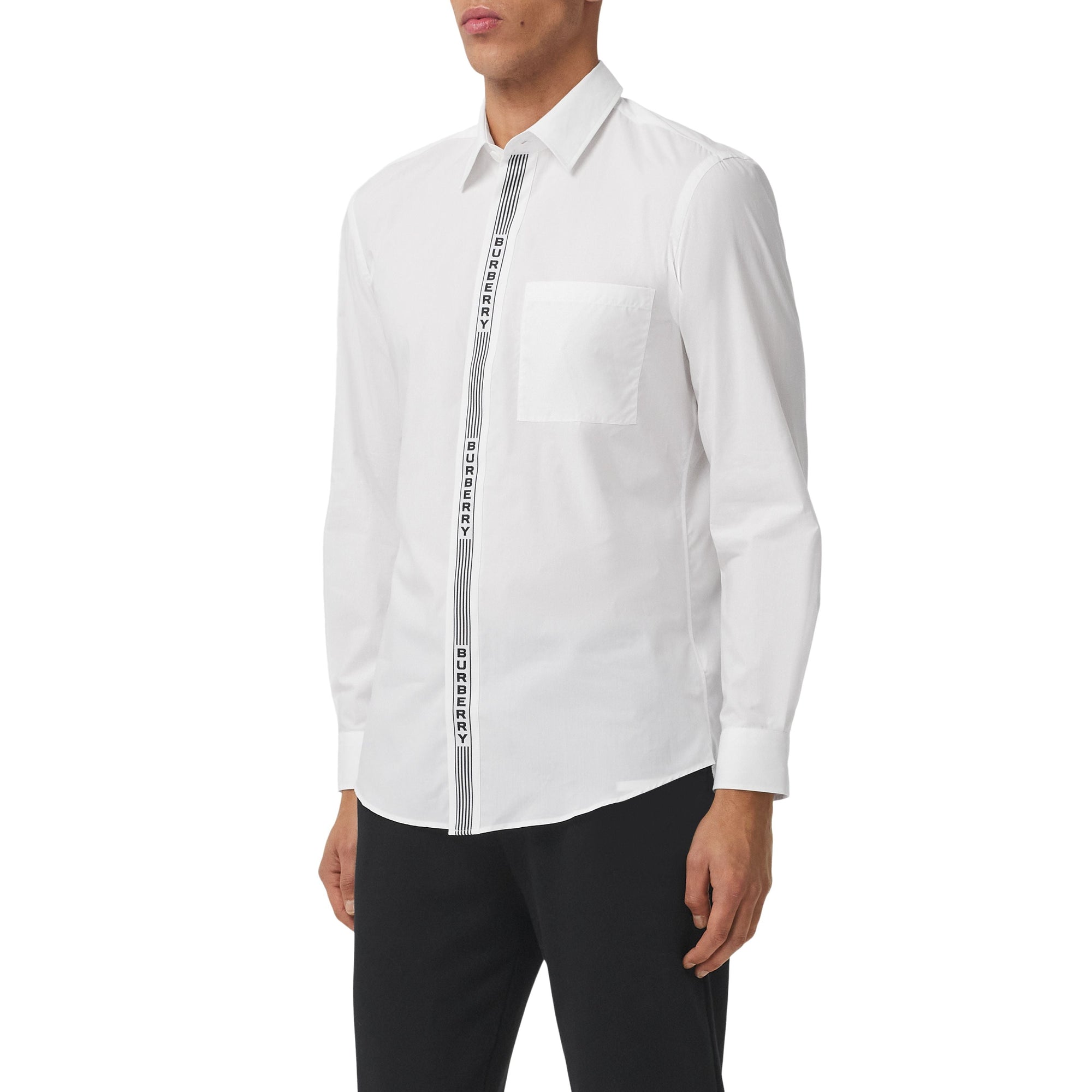 WHITE/BLACK IP PATT Chemise en coton avec bande à logo