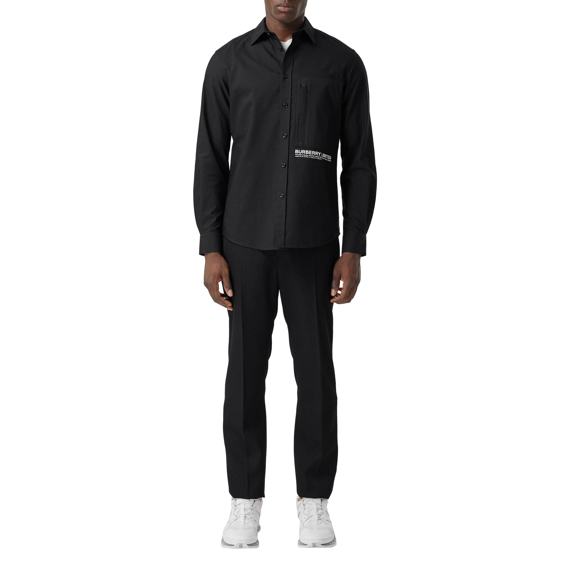 BLACK Chemise Oxford en coton avec coordonnées géographiques