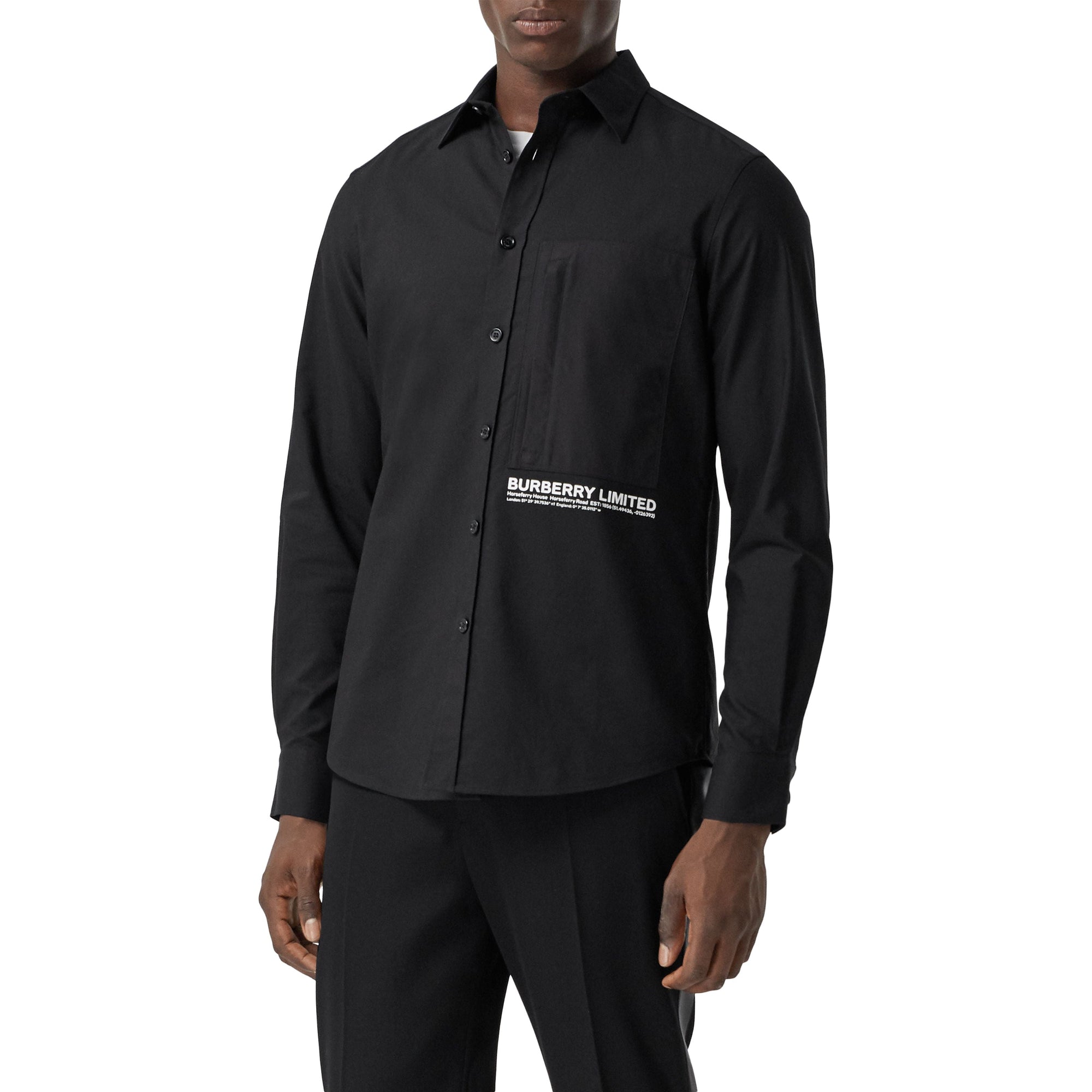BLACK Chemise Oxford en coton avec coordonnées géographiques