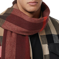 BURGUNDY Écharpe réversible en cachemire check et Monogram