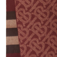 BURGUNDY Écharpe réversible en cachemire check et Monogram