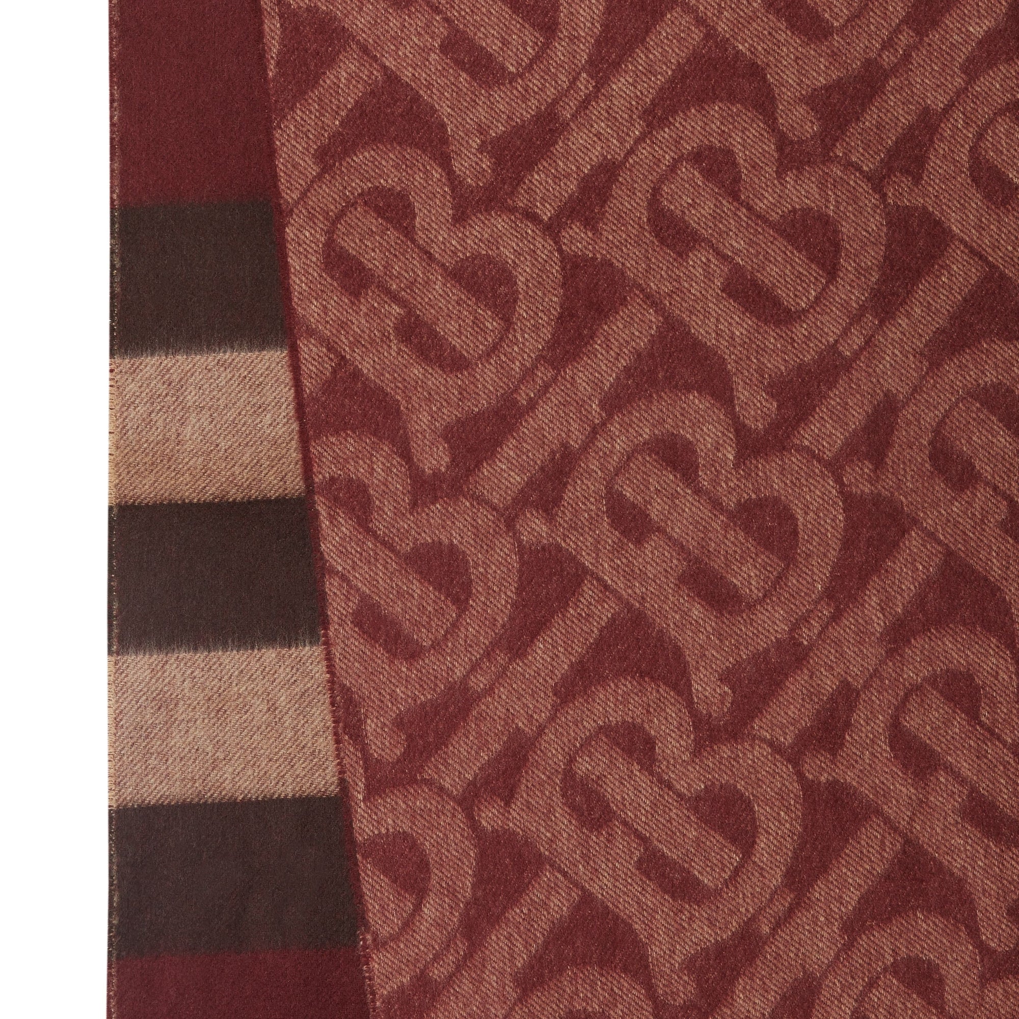 BURGUNDY Écharpe réversible en cachemire check et Monogram