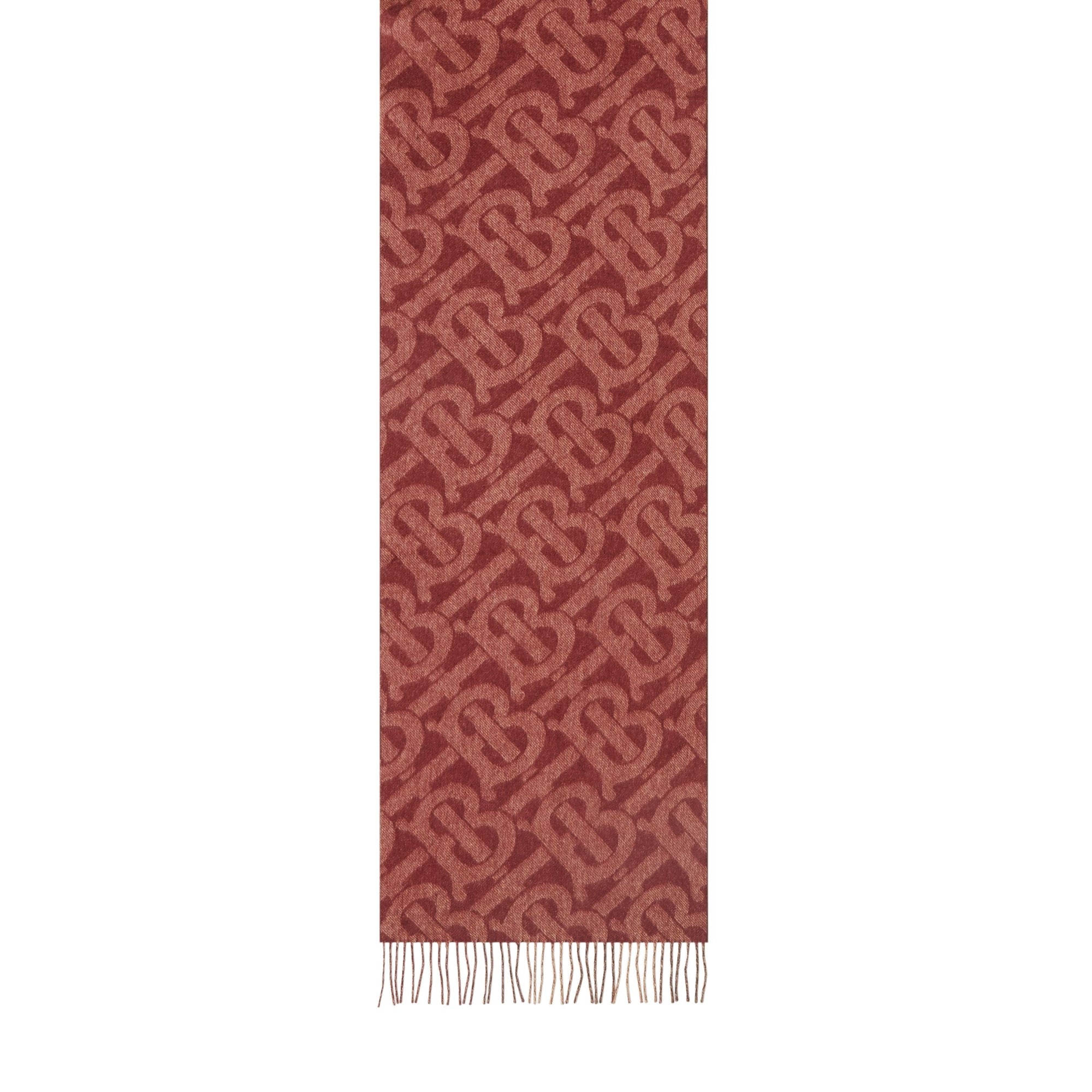 BURGUNDY Écharpe réversible en cachemire check et Monogram