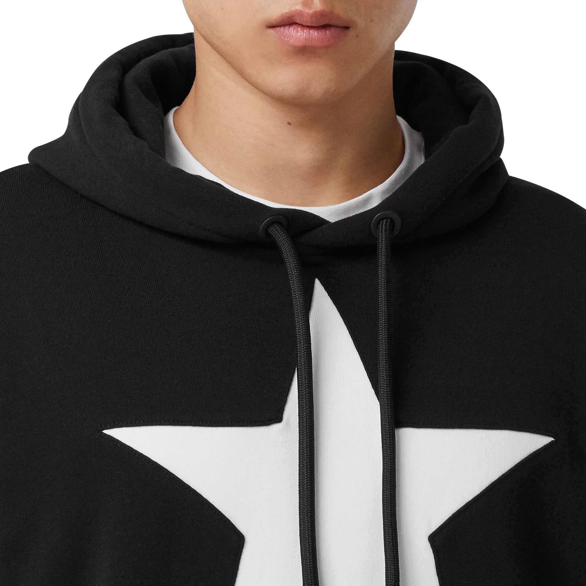 BLACK Sweat-shirt à capuche en coton à motif étoilé