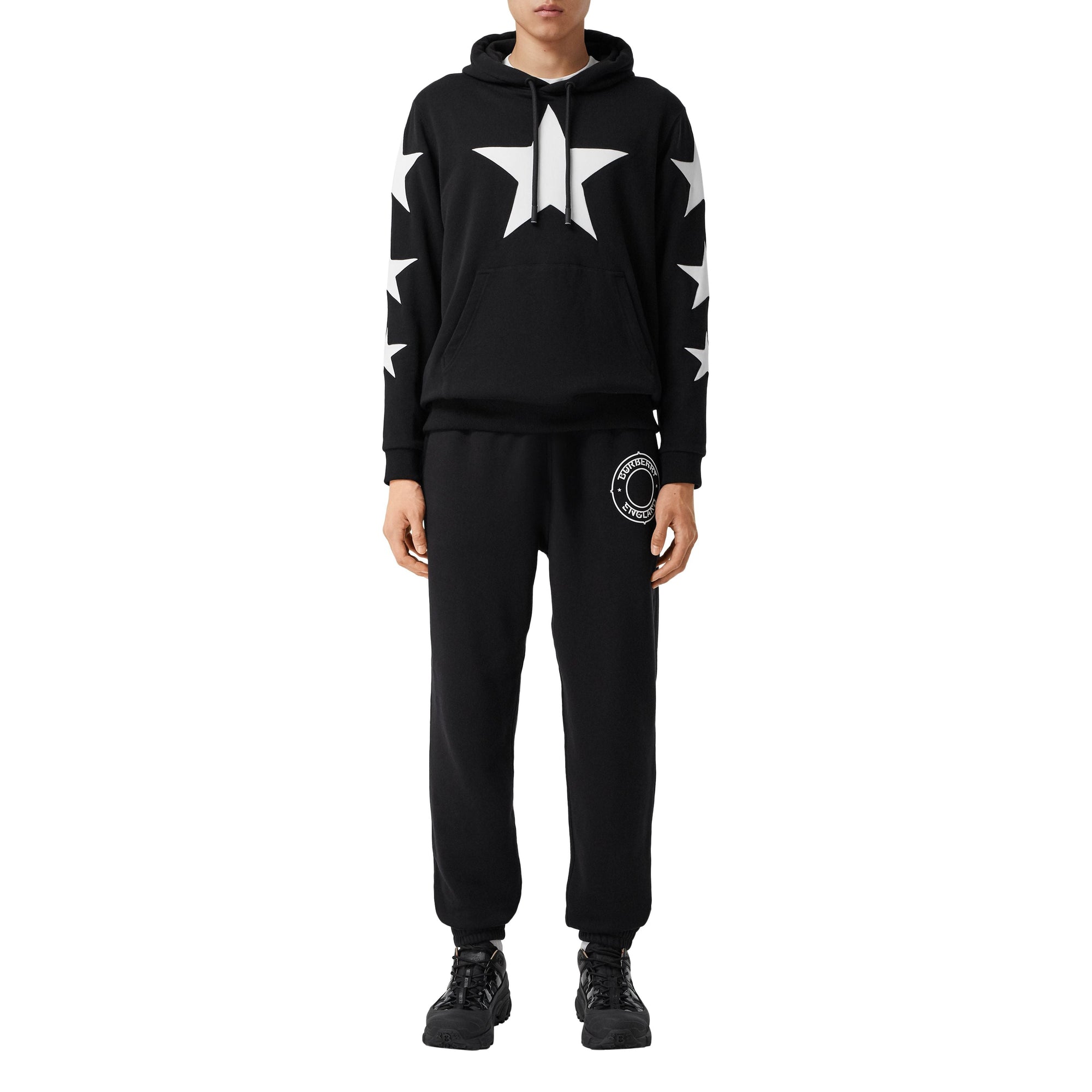 BLACK Sweat-shirt à capuche en coton à motif étoilé