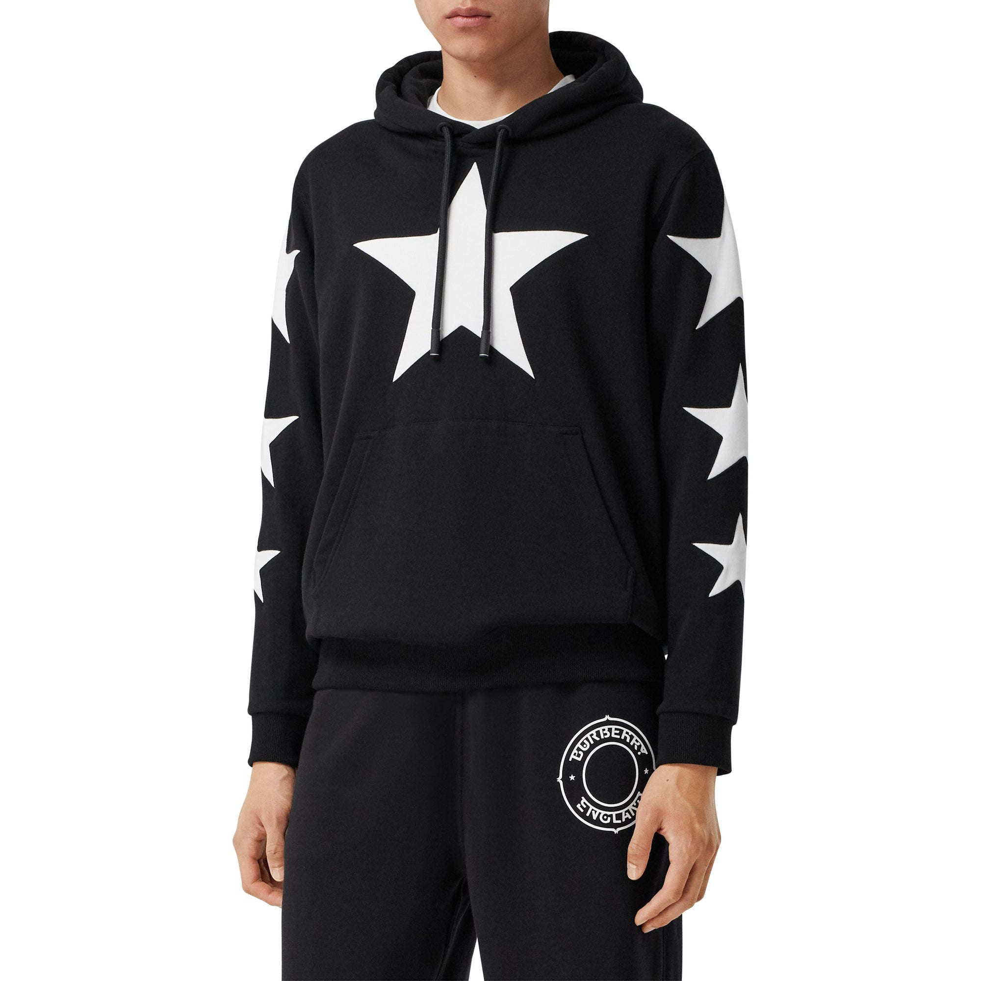BLACK Sweat-shirt à capuche en coton à motif étoilé
