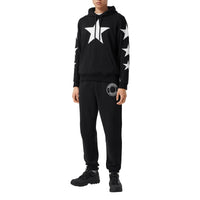 BLACK Sweat-shirt à capuche en coton à motif étoilé