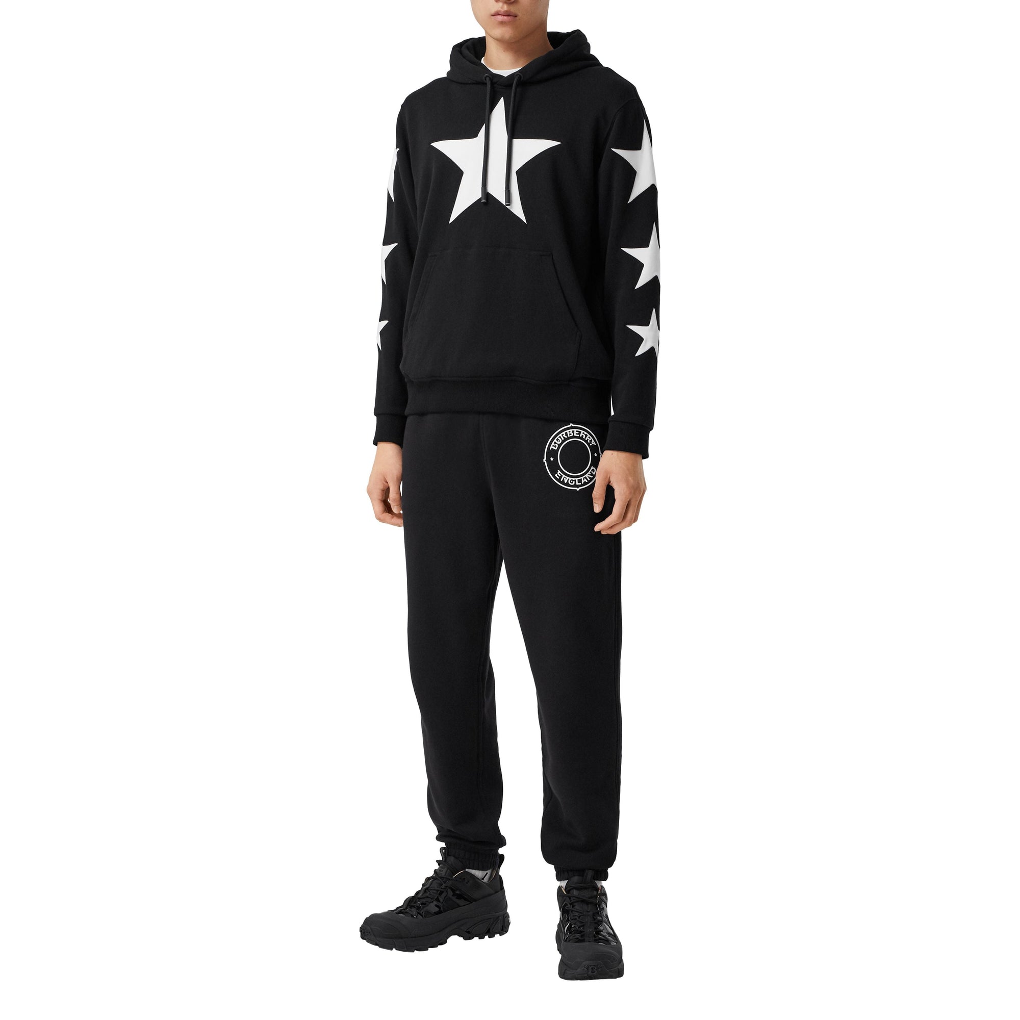 BLACK Sweat-shirt à capuche en coton à motif étoilé
