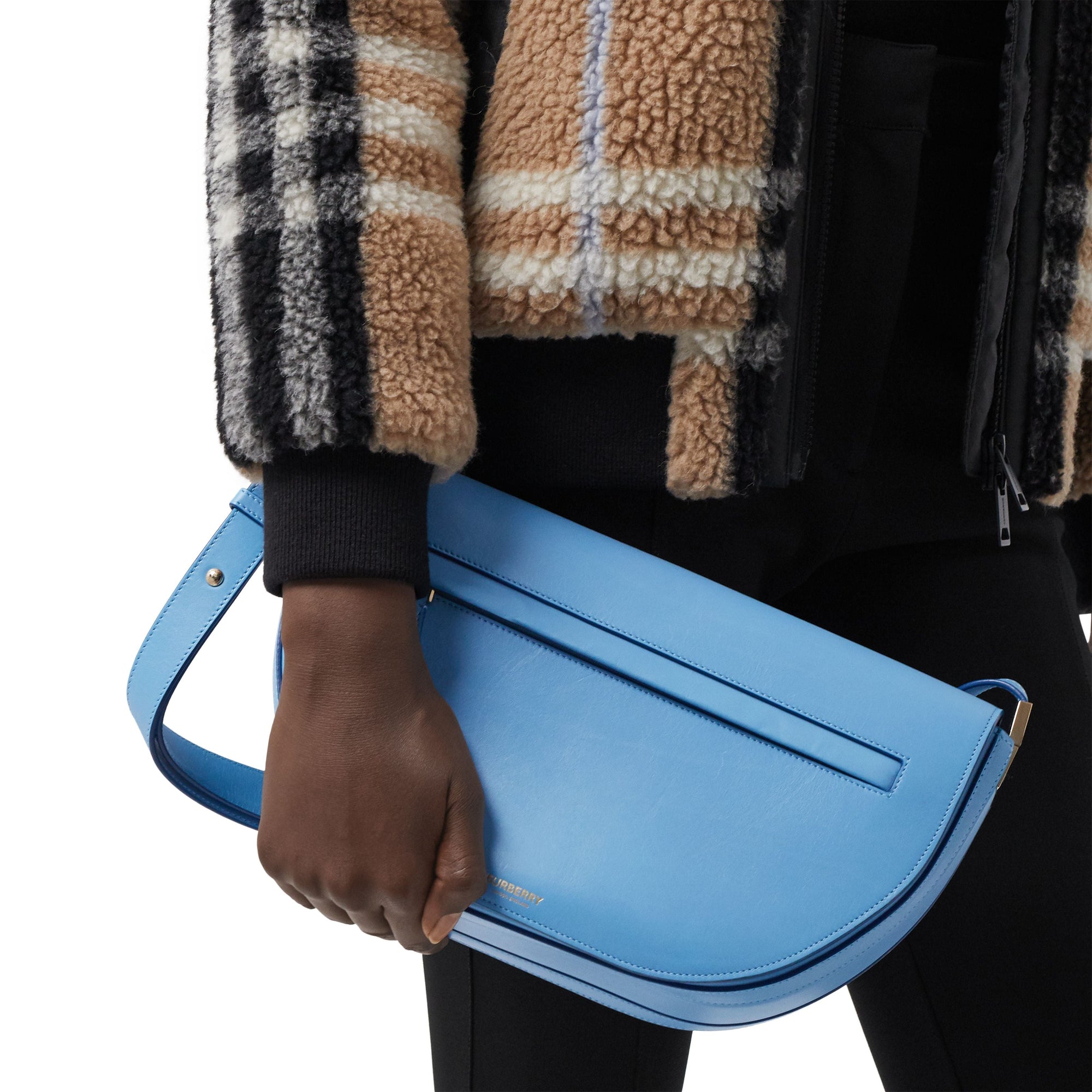 Sac olympia moyen en cuir - Bleu topaze
