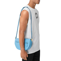 Sac olympia moyen en cuir - Bleu topaze