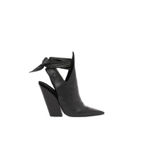 BLACK Mules à bout pointu en cuir avec nœud