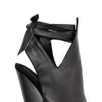 BLACK Mules à bout pointu en cuir avec nœud