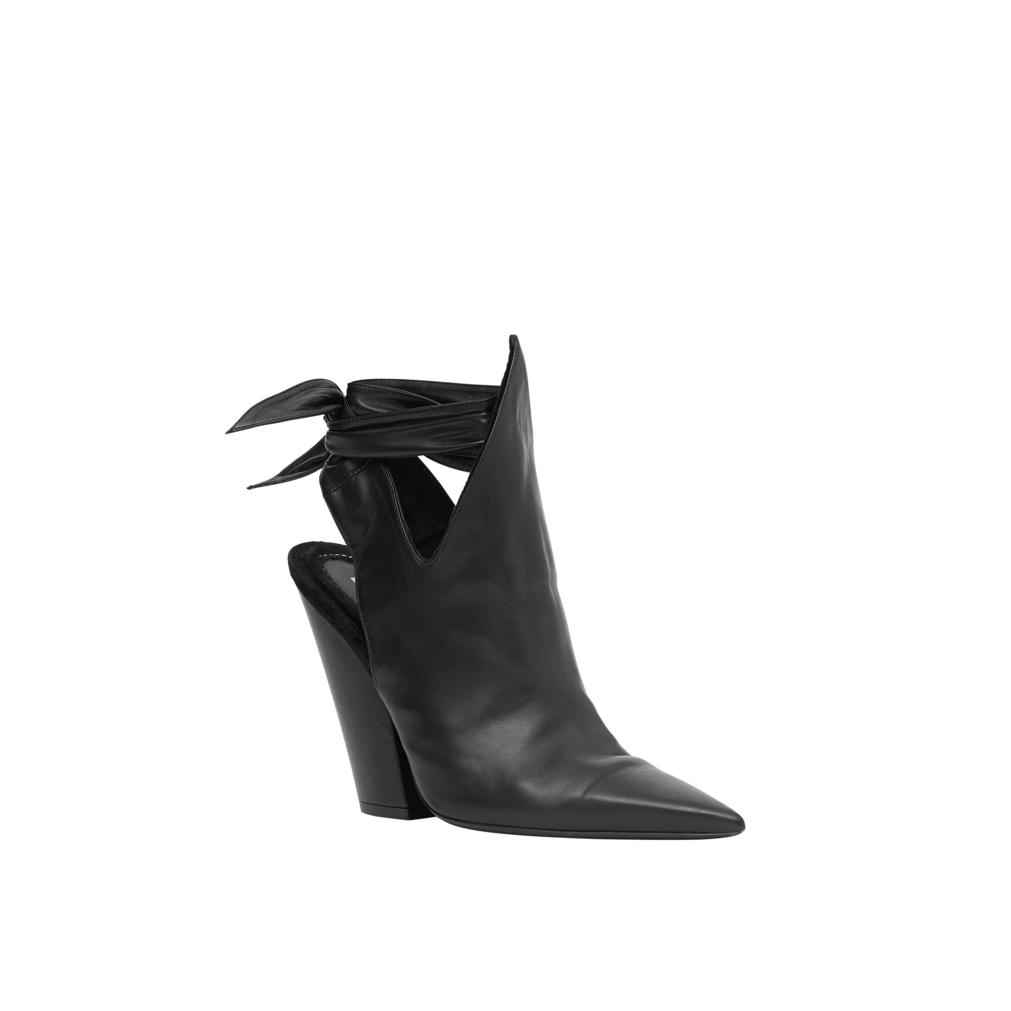 BLACK Mules à bout pointu en cuir avec nœud