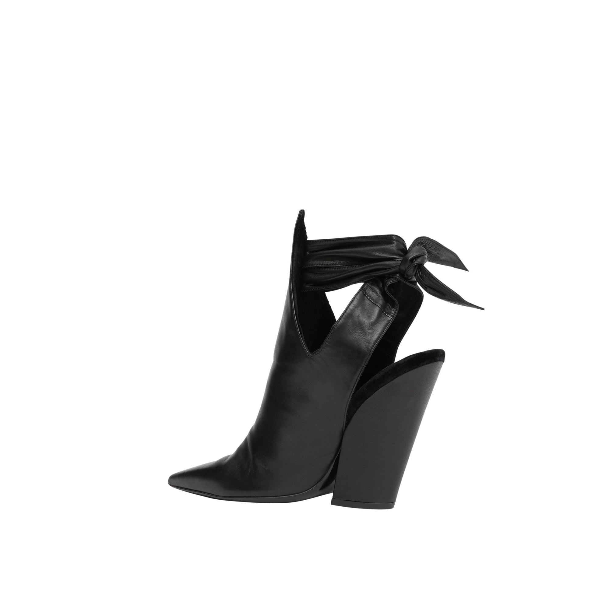BLACK Mules à bout pointu en cuir avec nœud