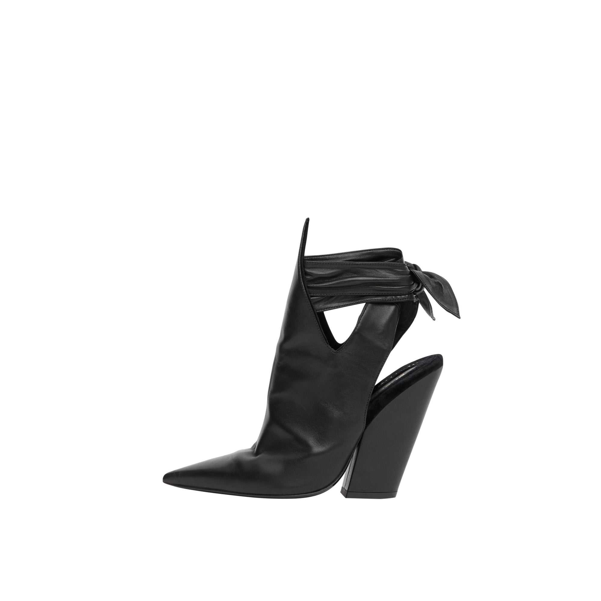 BLACK Mules à bout pointu en cuir avec nœud