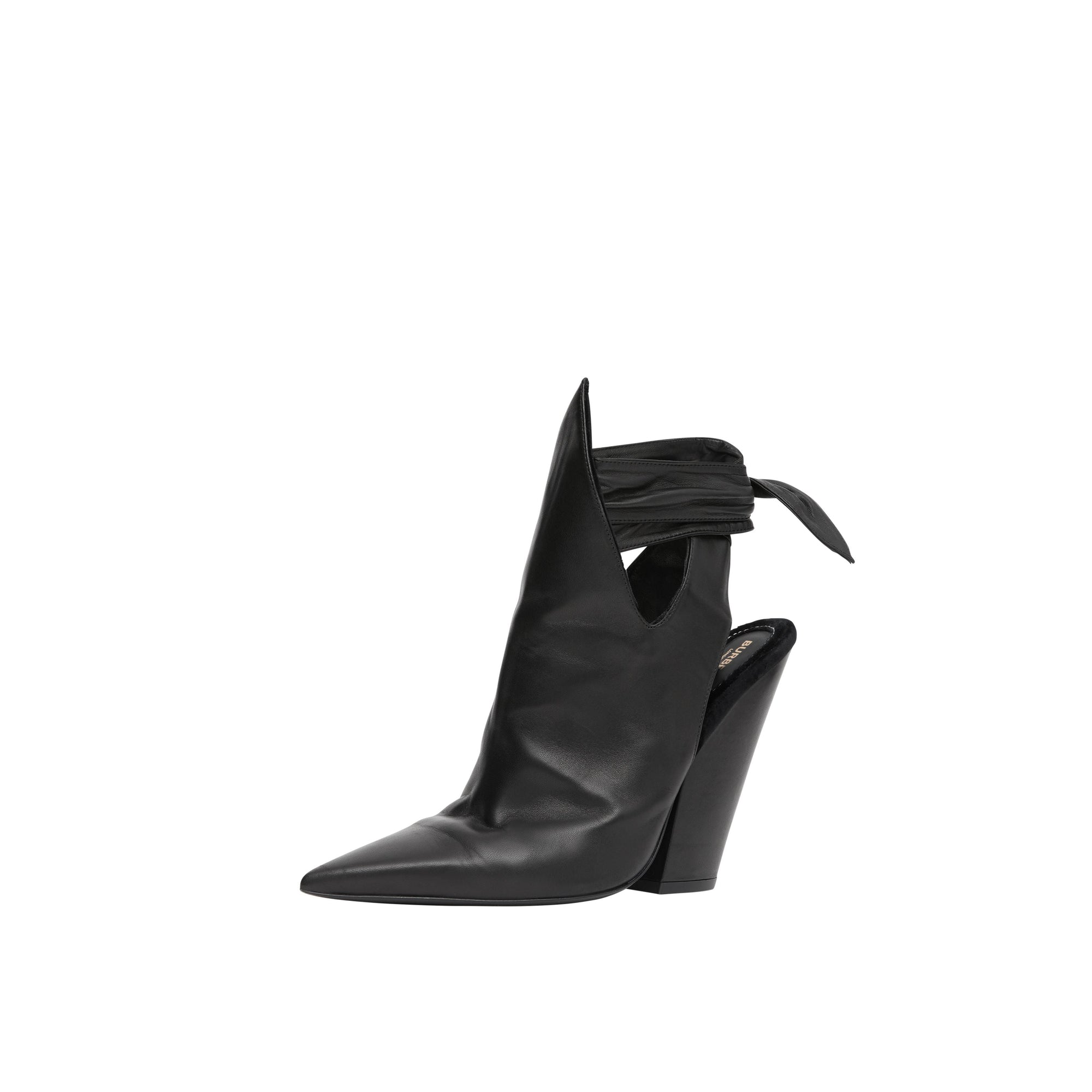 BLACK Mules à bout pointu en cuir avec nœud