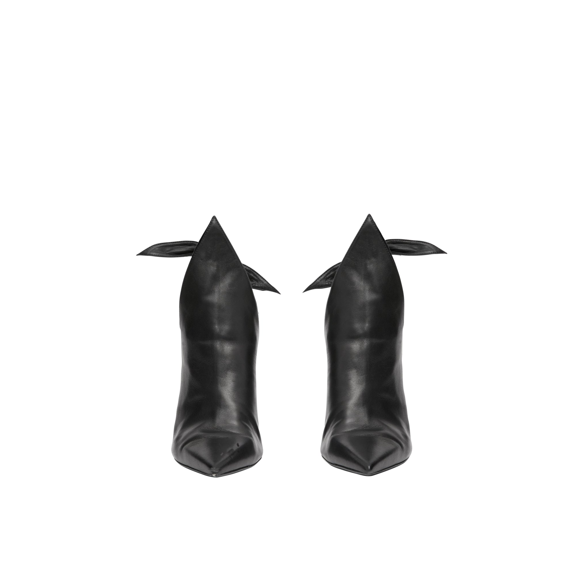 BLACK Mules à bout pointu en cuir avec nœud