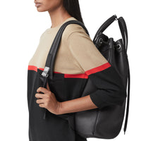 BLACK Sac à dos en cuir avec cordon de serrage