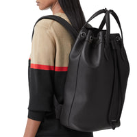 BLACK Sac à dos en cuir avec cordon de serrage