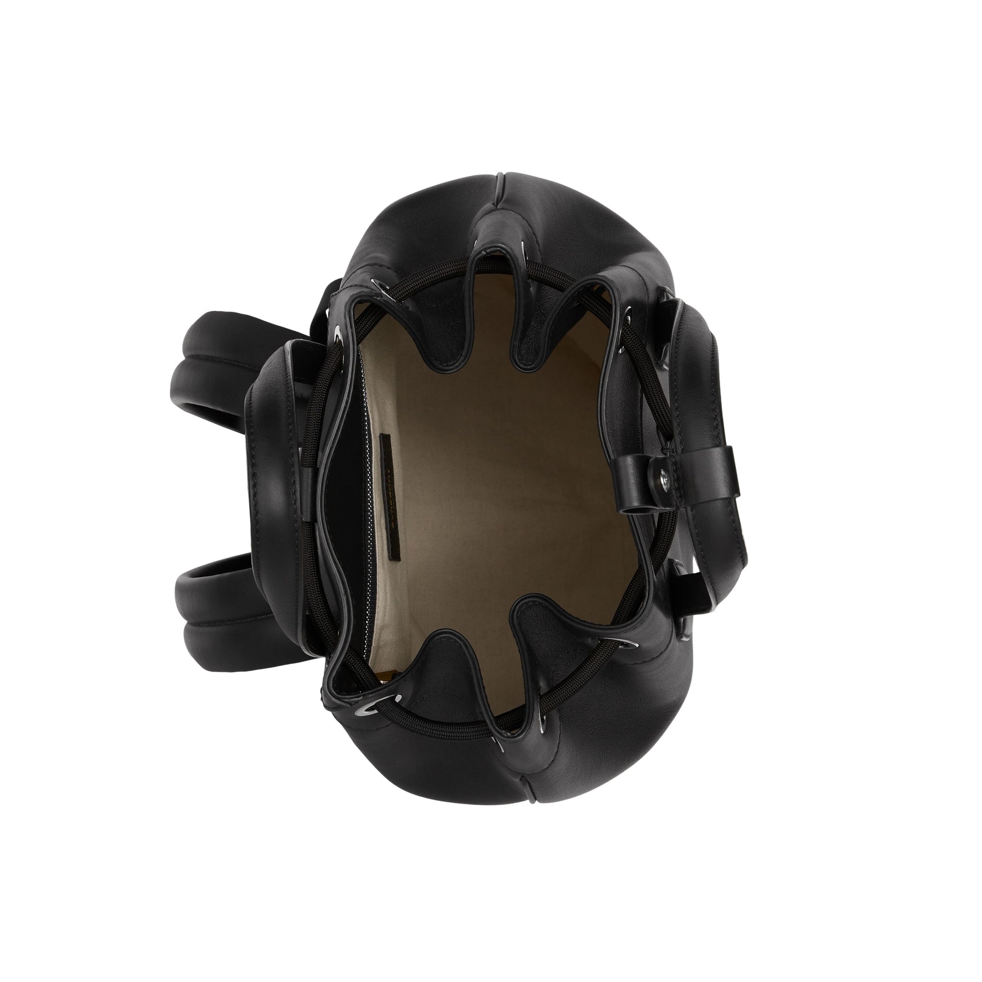 BLACK Sac à dos en cuir avec cordon de serrage