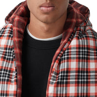 BRIGHT RED Poncho doudoune réversible en coton tartan