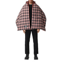 BRIGHT RED Poncho doudoune réversible en coton tartan