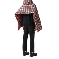 BRIGHT RED Poncho doudoune réversible en coton tartan